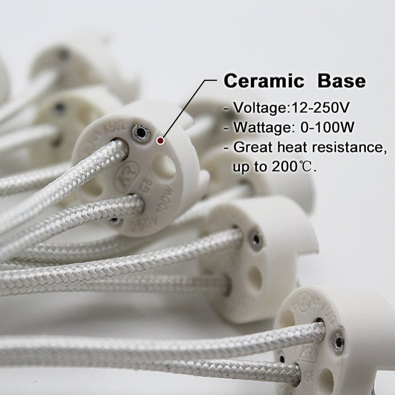 DiCUNO G8 Base Wire Connector Socket, G8 LED Light Bulb Socket Adapter, Ceramic Bulb Holder, 20 Pack - Image 2